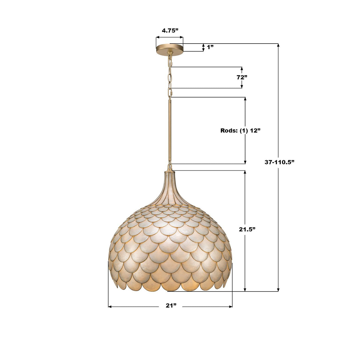 Crystorama Darby 21'' Soft Gold Pendant