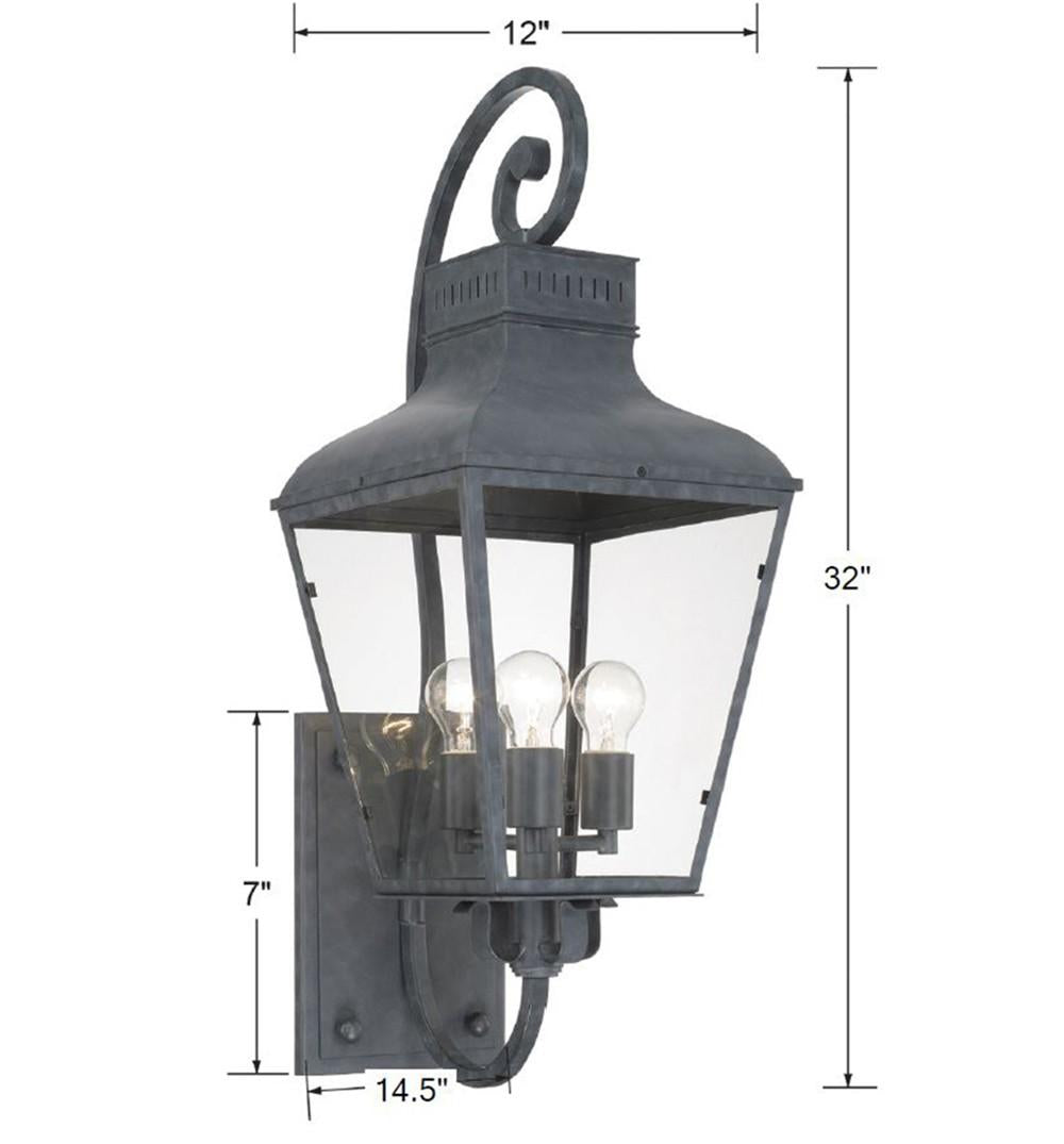 Crystorama Dumont 12'' Graphite Outdoor Sconce