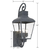 Crystorama Dumont 12'' Graphite Outdoor Sconce