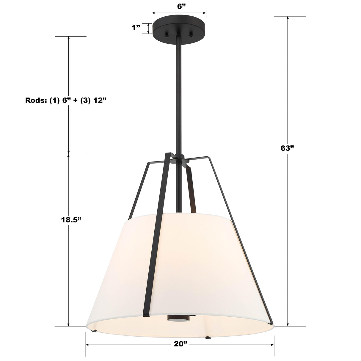 Crystorama Everly 20" Black Pendant
