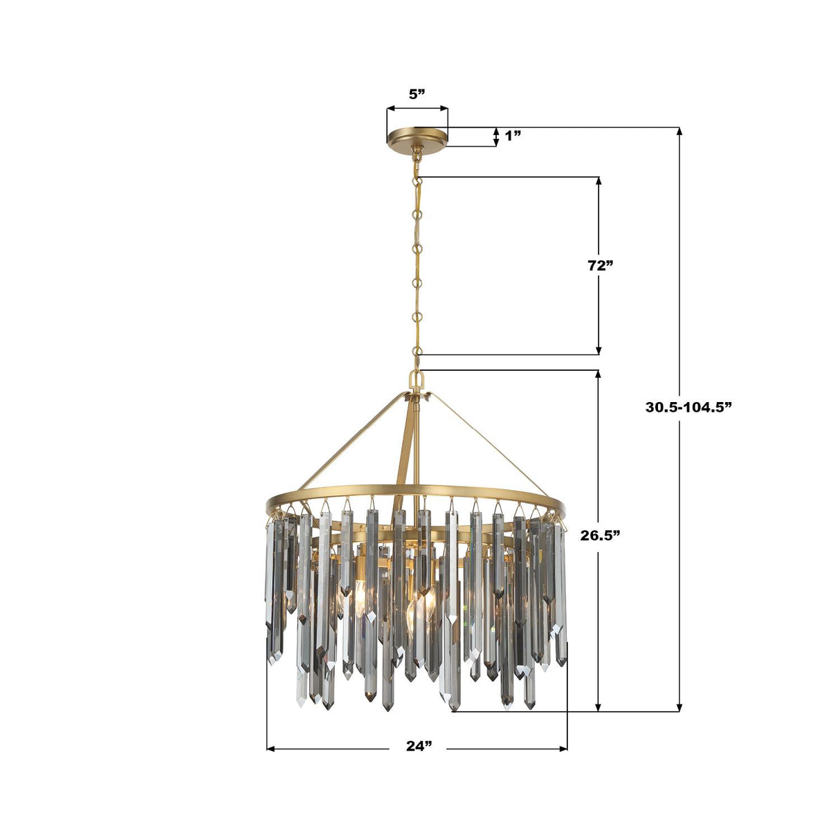 Crystorama Gemma 24'' Modern Gold Chandelier