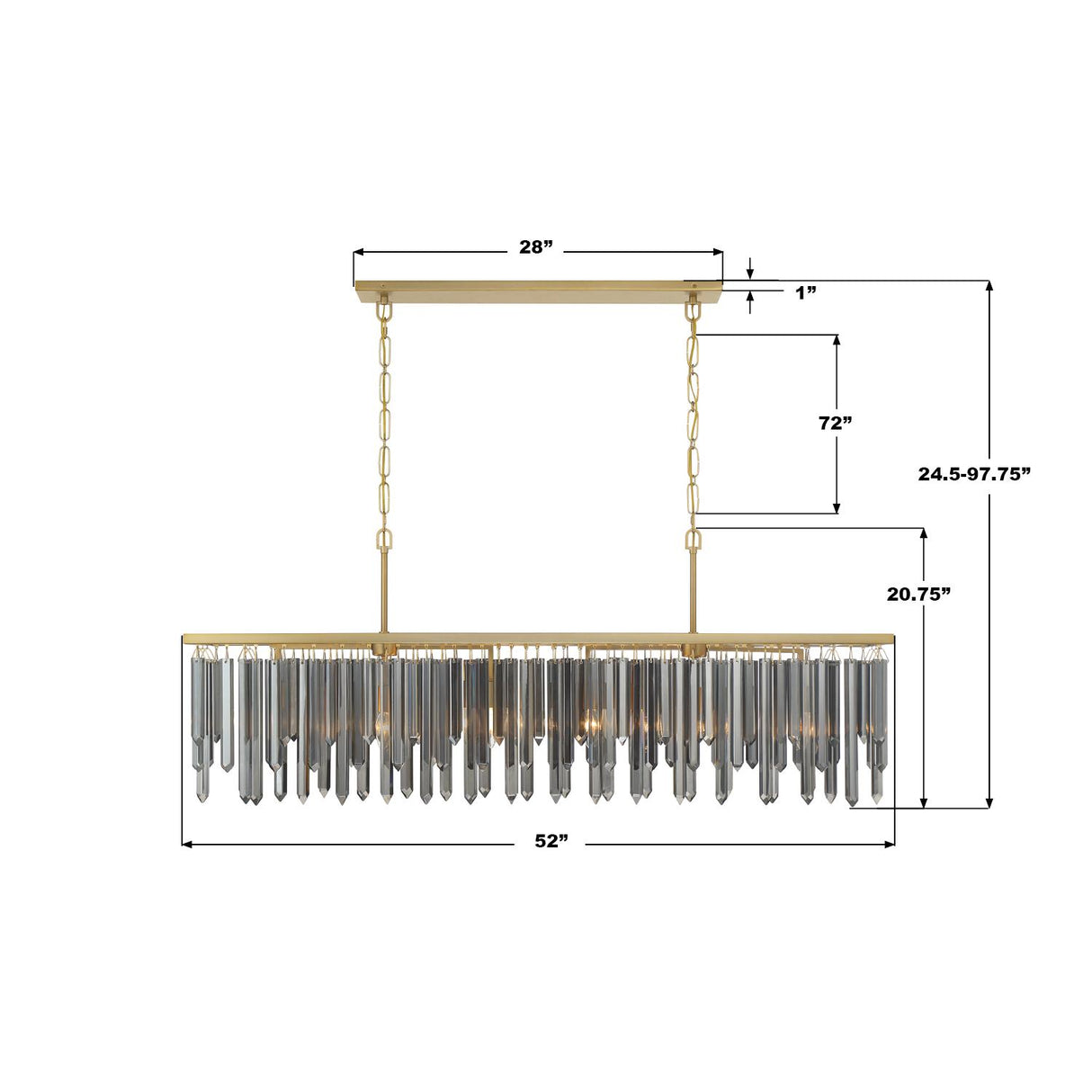 Crystorama Gemma 52'' Modern Gold Linear Chandelier