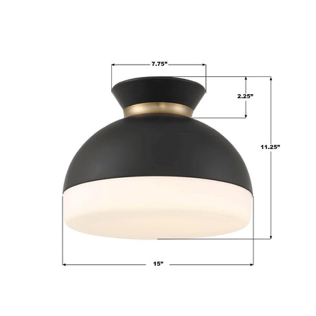 Crystorama Brian Patrick Flynn Gidget 15'' Matte Black + Vibrant Gold Flush Mount