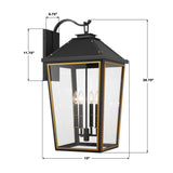 Crystorama Hawkins 15'' Matte Black + Textured Gold Outdoor Sconce