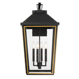 Crystorama Hawkins 15'' Matte Black + Textured Gold Outdoor Sconce