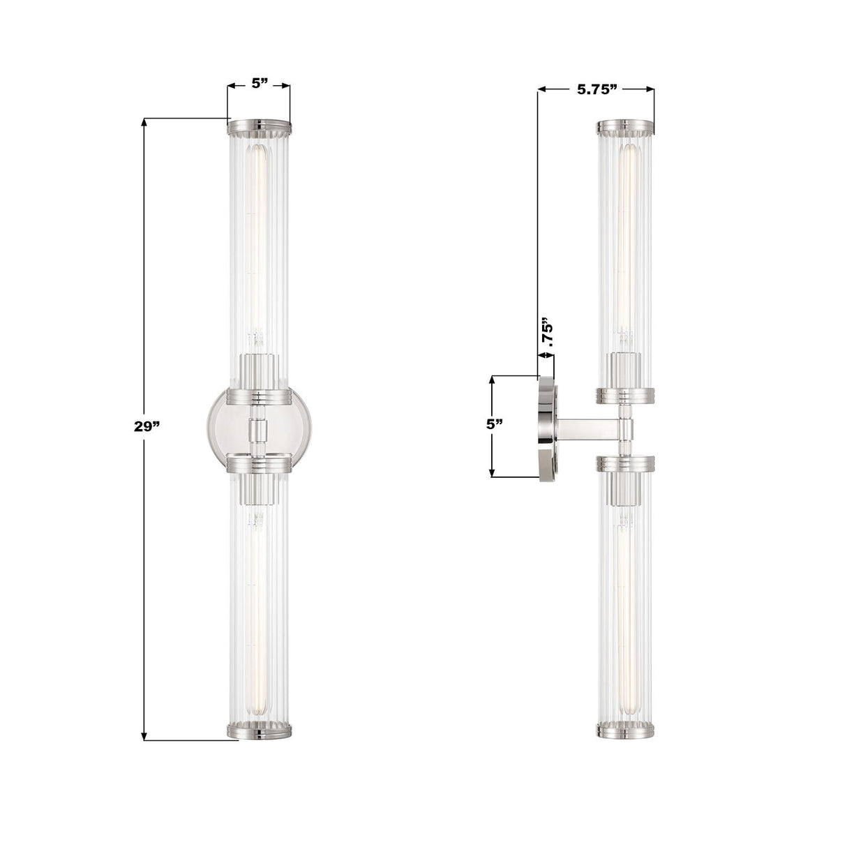 Crystorama Jarvis 29'' LED Polished Nickel Sconce