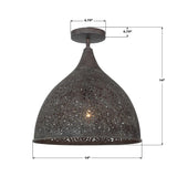 Crystorama Jasmine 14'' Forged Bronze Semi Flush Mount