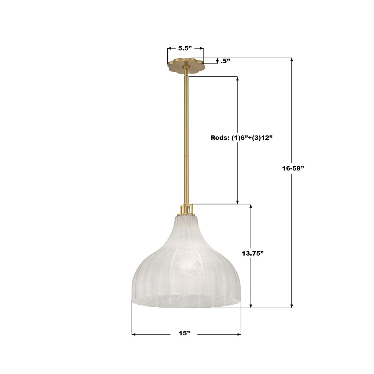 Crystorama Layton 15'' Luxe Gold Pendant