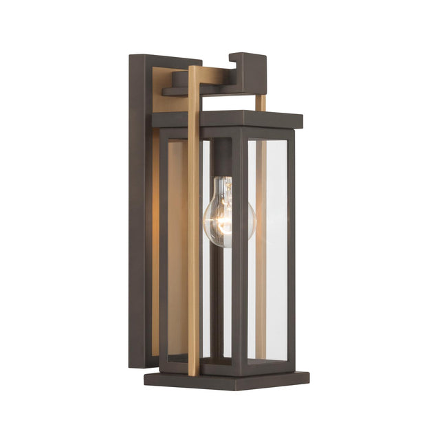 Crystorama Lendel 6'' Twilight Bronze + Textured Gold Outdoor Sconce
