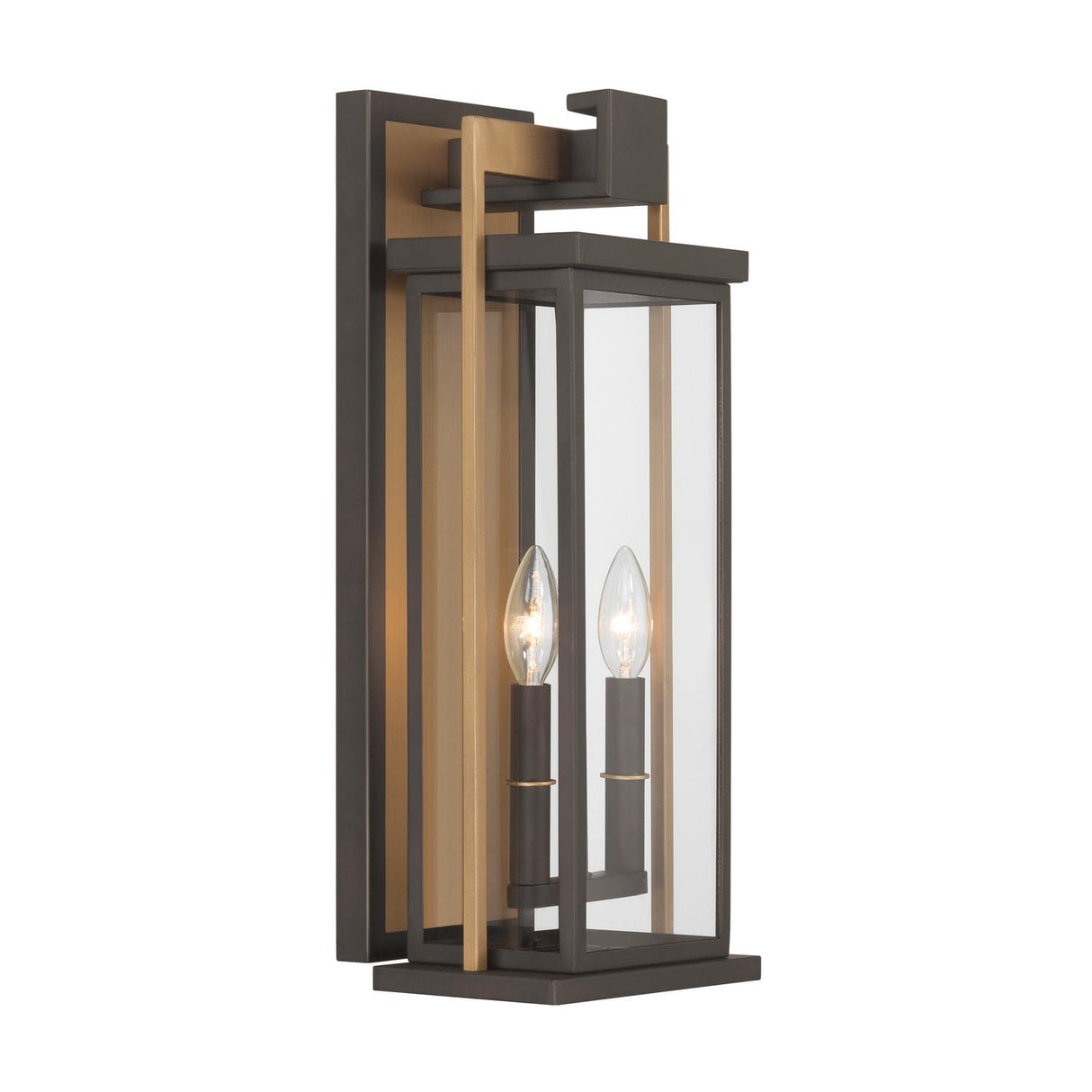 Crystorama Lendel 8'' Twilight Bronze + Textured Gold Outdoor Sconce