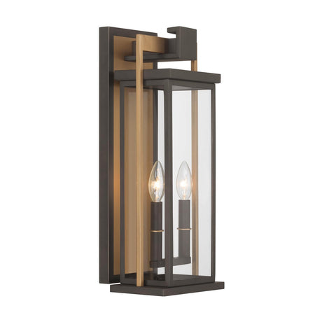 Crystorama Lendel 8'' Twilight Bronze + Textured Gold Outdoor Sconce