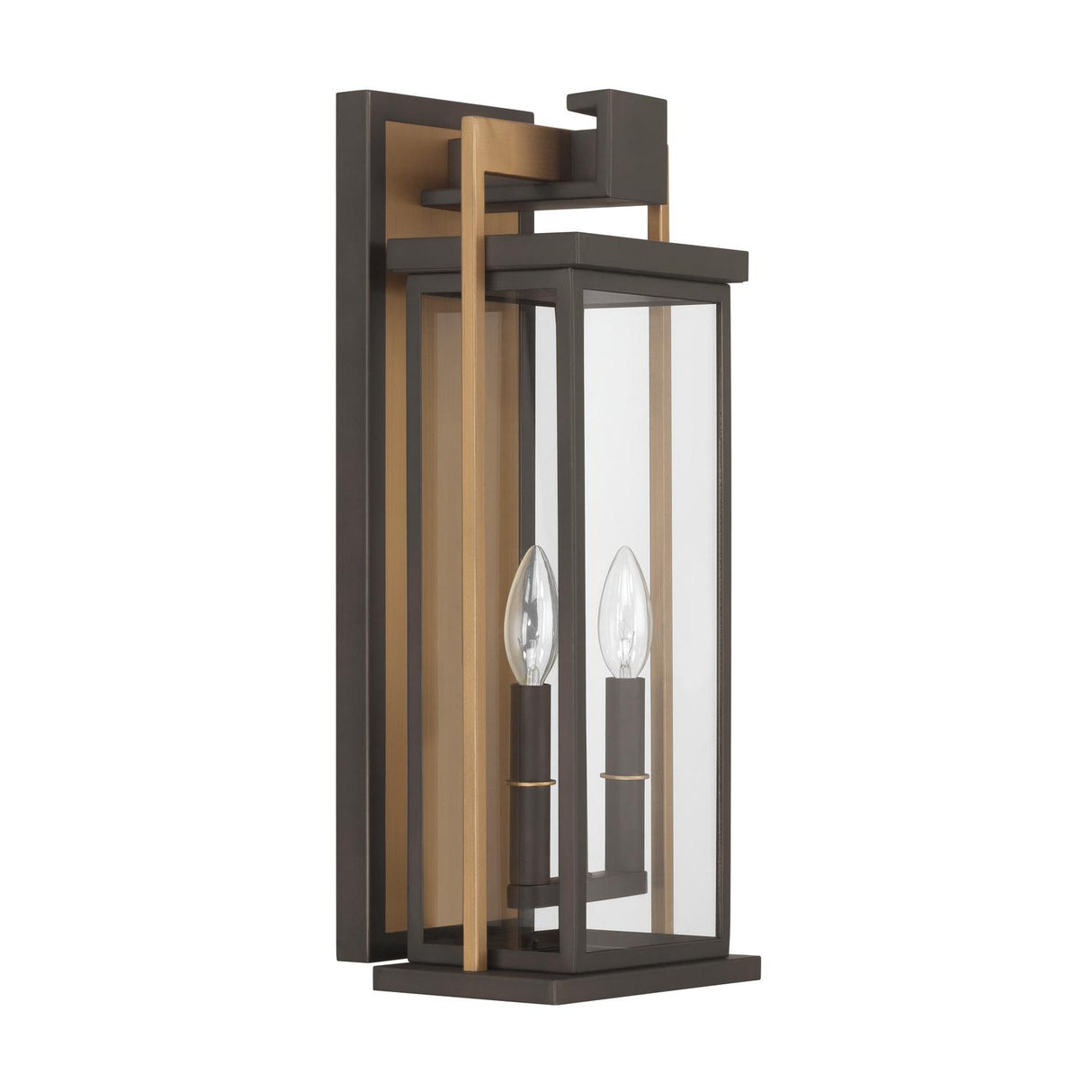 Crystorama Lendel 8'' Twilight Bronze + Textured Gold Outdoor Sconce