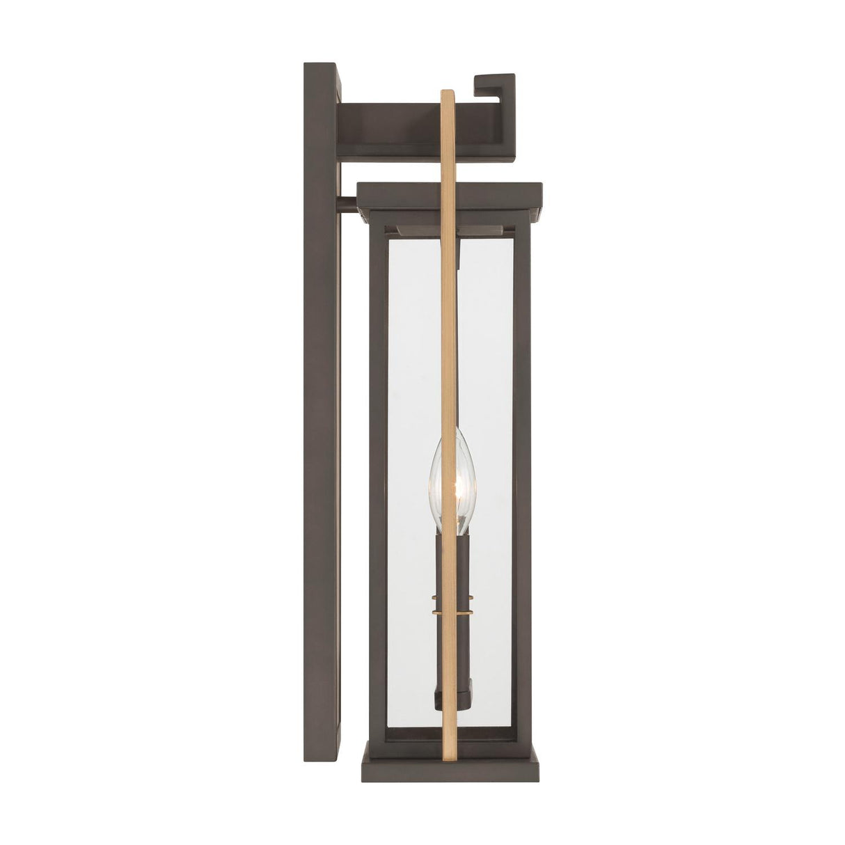 Crystorama Lendel 8'' Twilight Bronze + Textured Gold Outdoor Sconce