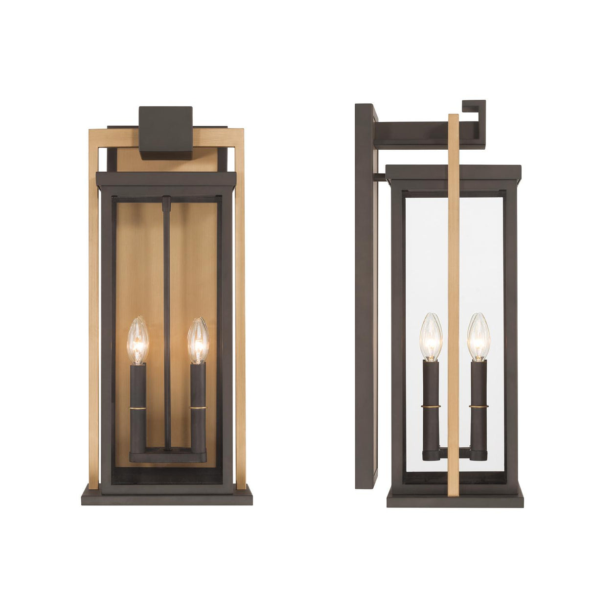 Crystorama Lendel 9.75'' Twilight Bronze + Textured Gold Outdoor Sconce