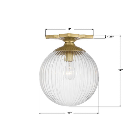 Crystorama Orly 10'' Aged Brass Semi Flush Mount