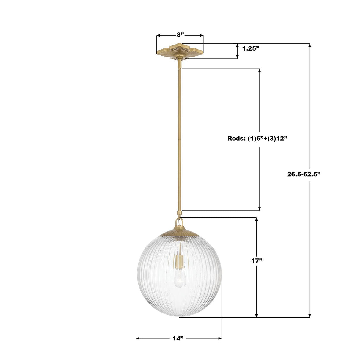 Crystorama Orly 14'' Aged Brass Pendant