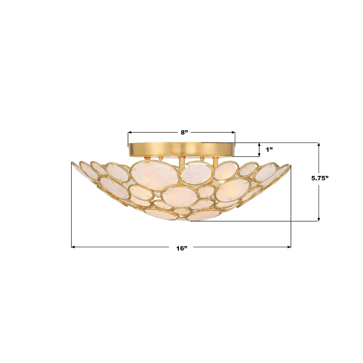 Crystorama Palla 16'' Antique Gold Semi Flush Mount