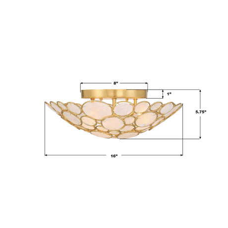 Crystorama Palla 16'' Antique Gold Semi Flush Mount