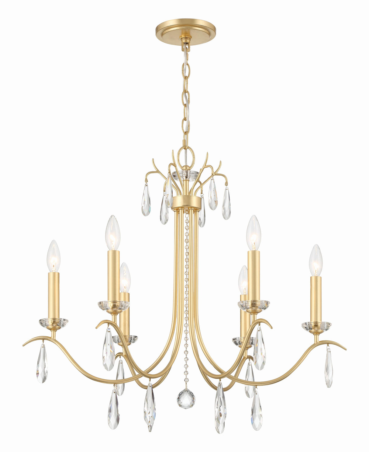 Crystorama Rollins 28'' Antique Gold Chandelier