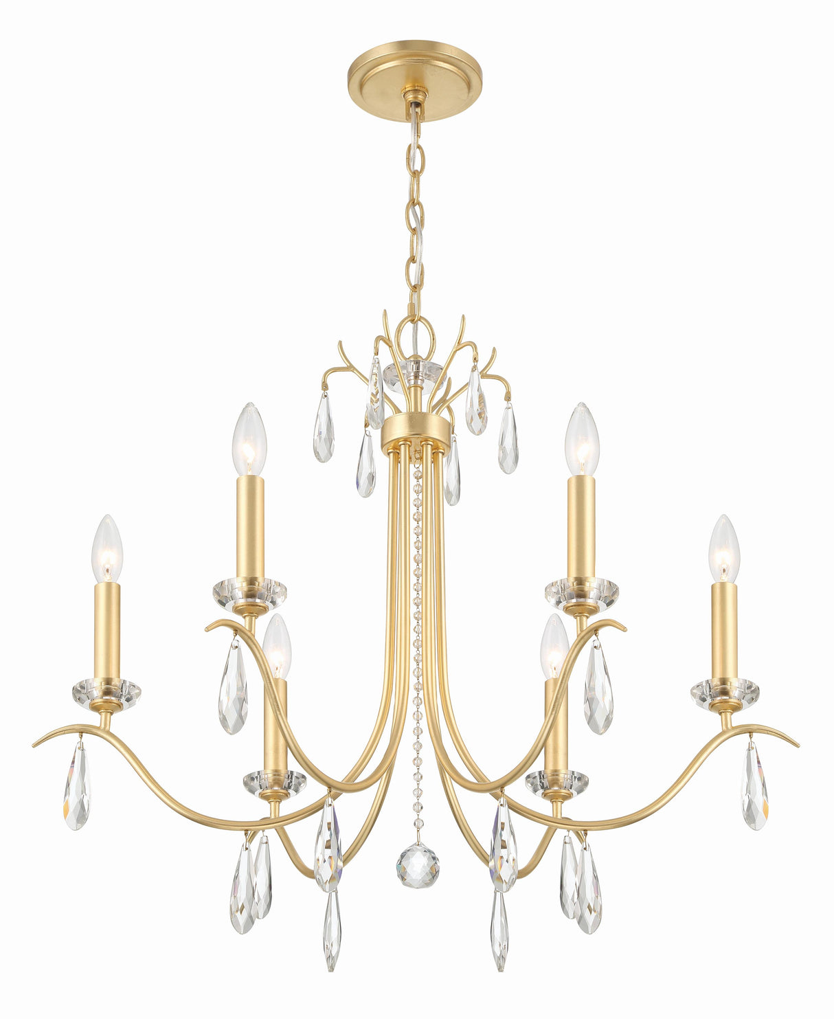 Crystorama Rollins 28'' Antique Gold Chandelier