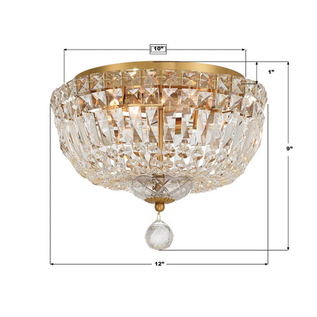 Crystorama Roslyn 12'' Aged Brass Flush Mount