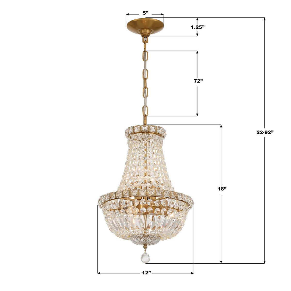 Crystorama Roslyn 12'' Aged Brass Chandelier
