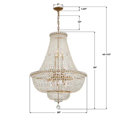 Crystorama Roslyn 28'' Aged Brass Chandelier