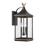 Crystorama Simpson 10'' Matte Black + Textured Gold Outdoor Sconce