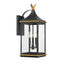 Crystorama Simpson 10'' Matte Black + Textured Gold Outdoor Sconce