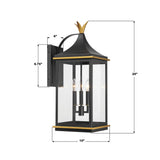 Crystorama Simpson 10'' Matte Black + Textured Gold Outdoor Sconce