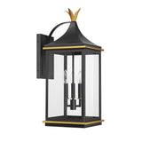 Crystorama Simpson 10'' Matte Black + Textured Gold Outdoor Sconce
