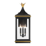 Crystorama Simpson 10'' Matte Black + Textured Gold Outdoor Sconce