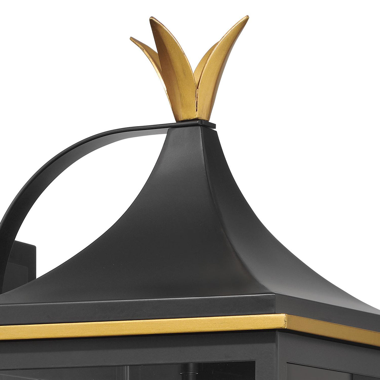 Crystorama Simpson 10'' Matte Black + Textured Gold Outdoor Sconce