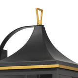 Crystorama Simpson 10'' Matte Black + Textured Gold Outdoor Sconce