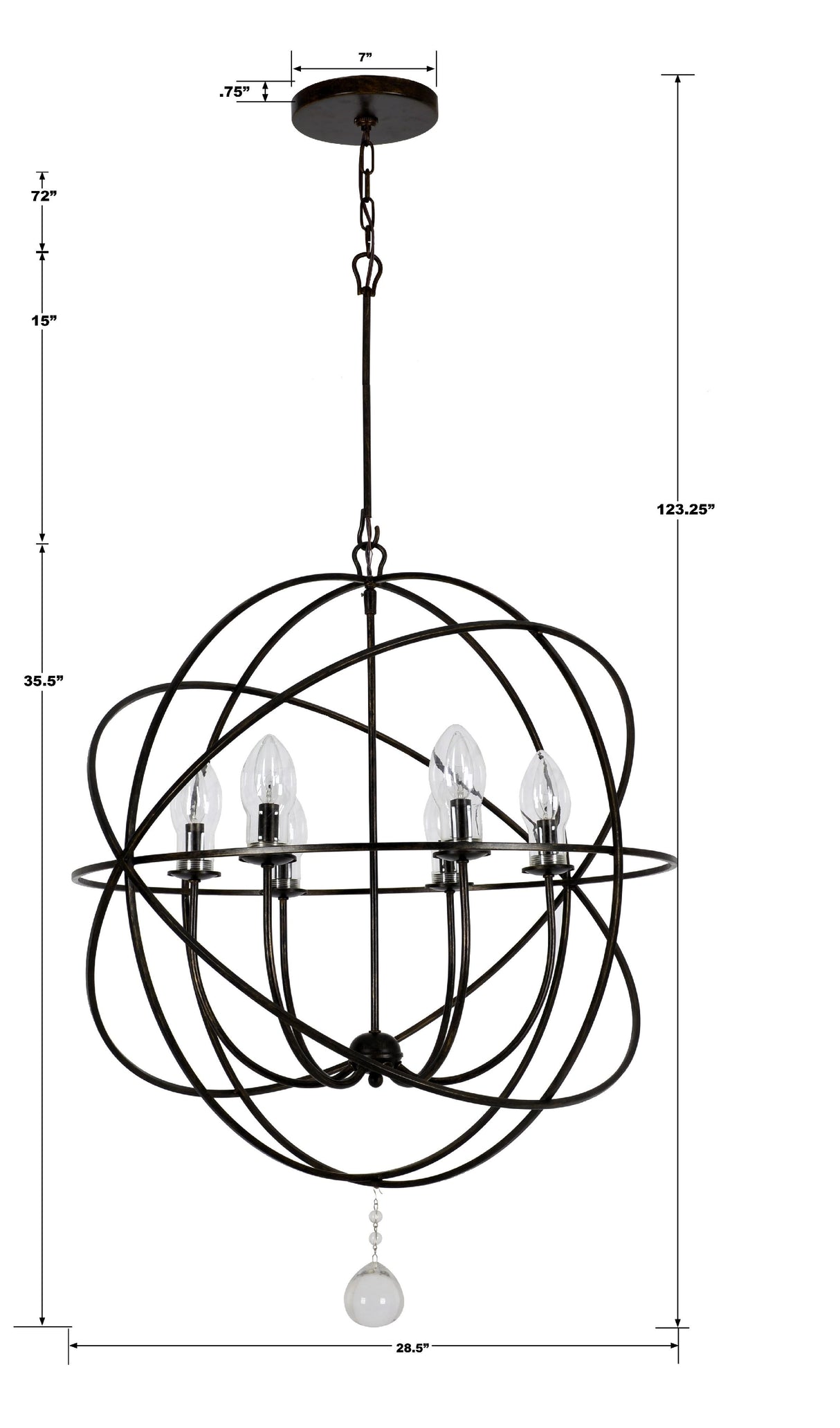 Crystorama Solaris 28.5'' English Bronze Outdoor Chandelier