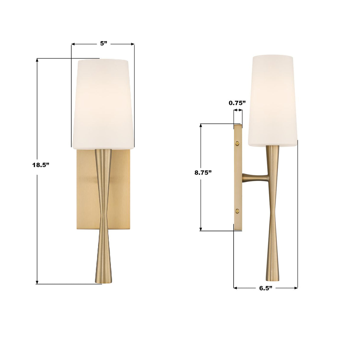 Crystorama Trenton 5'' Aged Brass Sconce