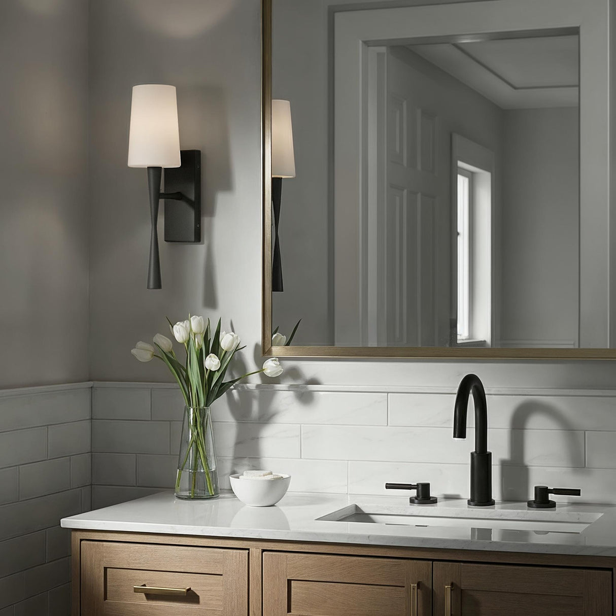 Crystorama Trenton 5'' Black Forged Sconce