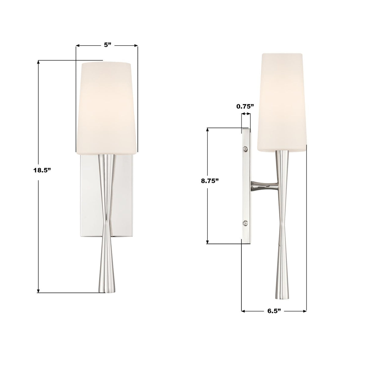 Crystorama Trenton 5'' Polished Nickel Sconce