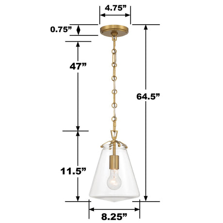 Crystorama Voss 8.25'' Luxe Gold Pendant