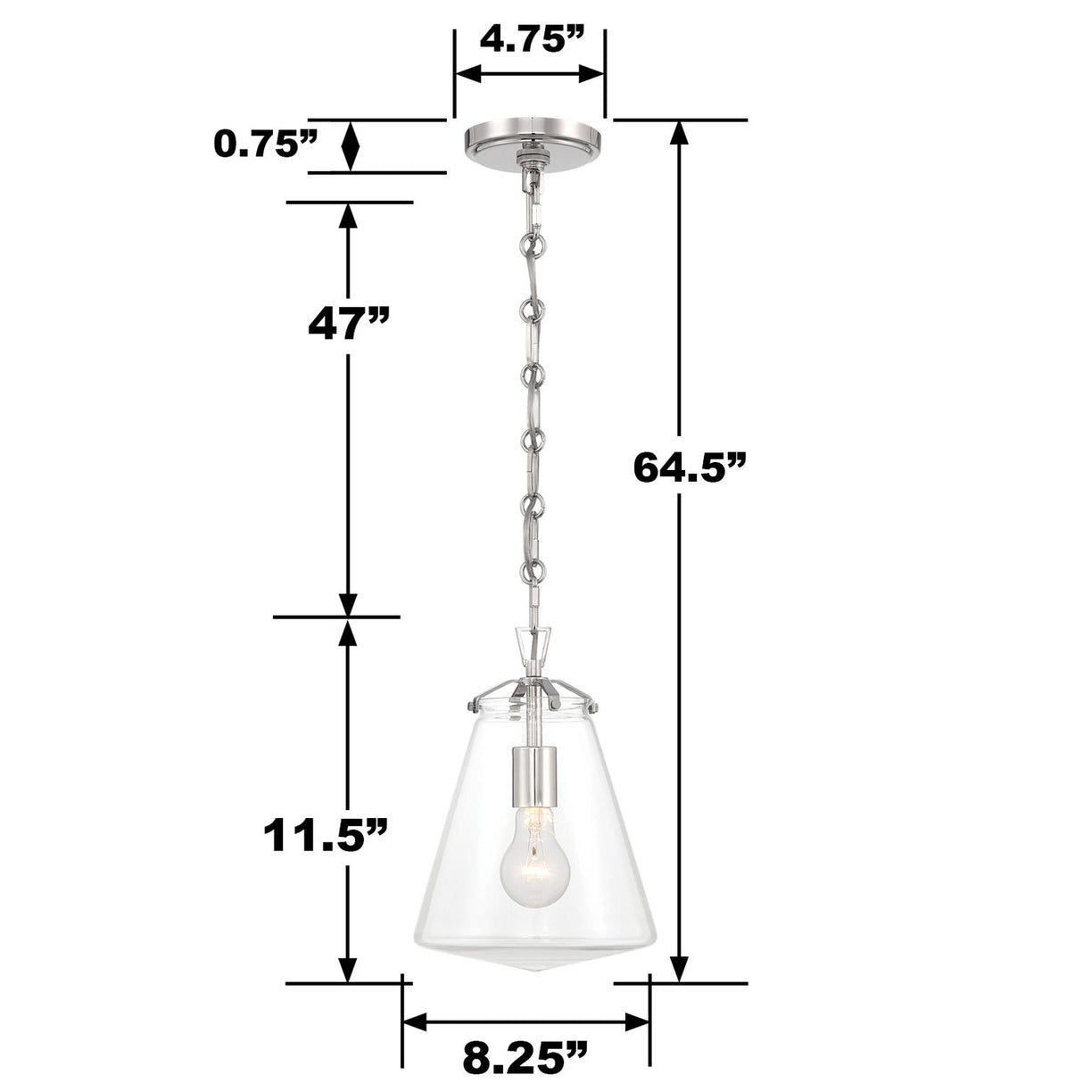 Crystorama Voss 8.25'' Polished Nickel Pendant