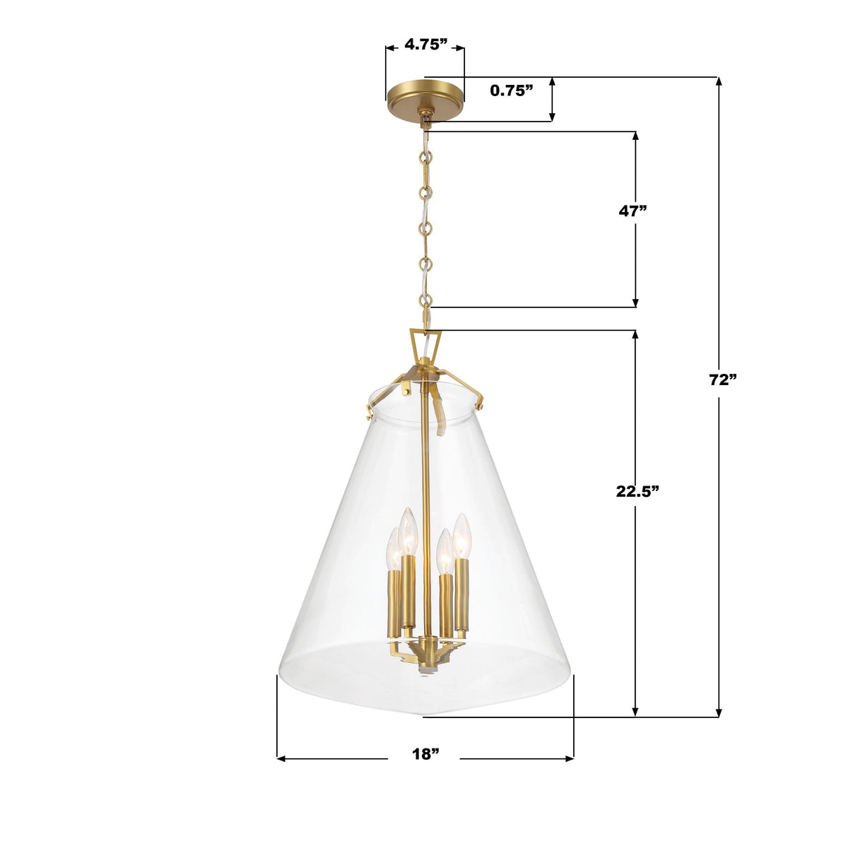 Crystorama Voss 18'' Luxe Gold Pendant