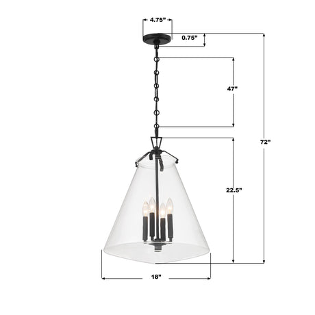 Crystorama Voss 18'' Matte Black Pendant