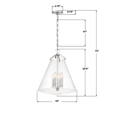 Crystorama Voss 18'' Polished Nickel Pendant
