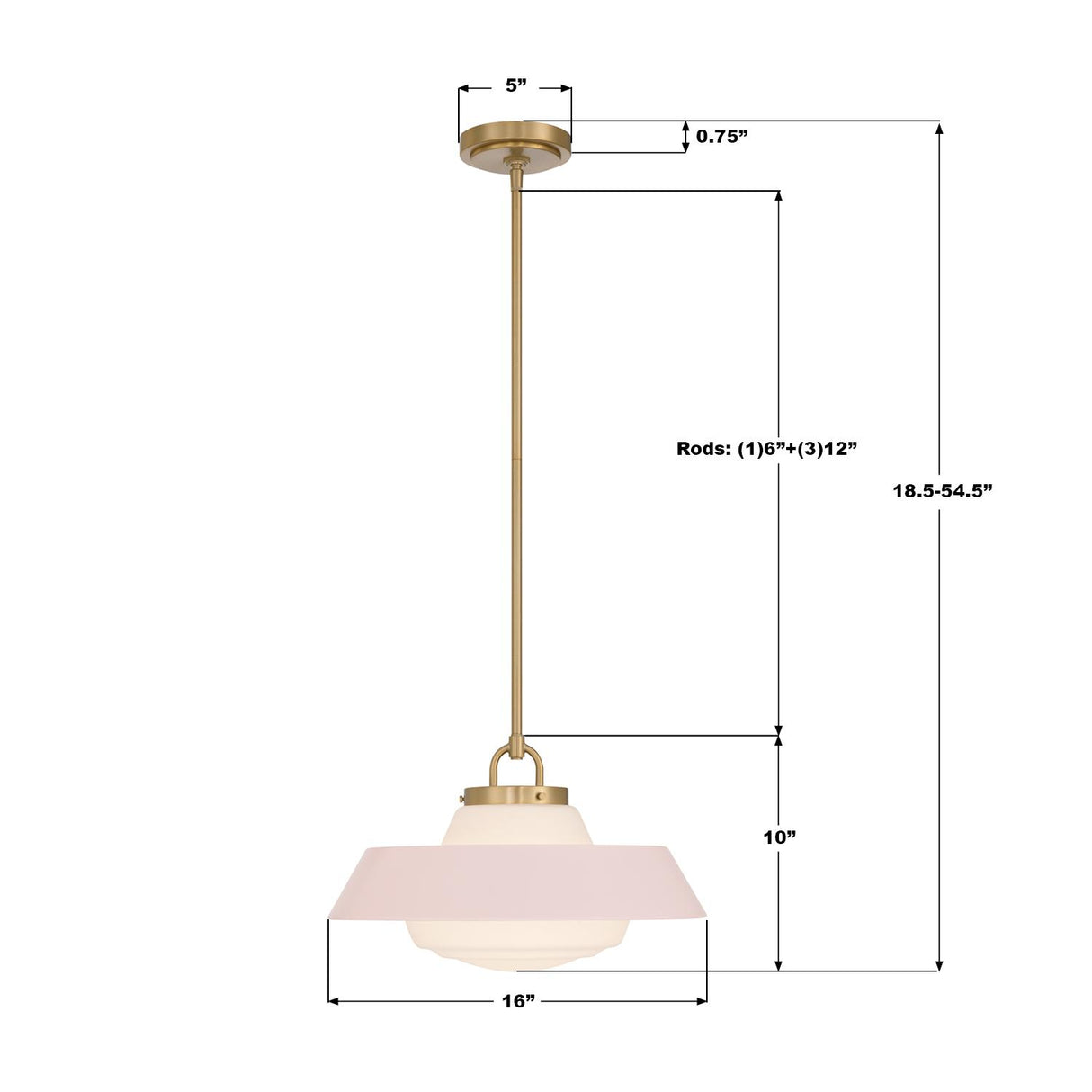 Crystorama Xander 16'' Vibrant Gold + Blush Pendant