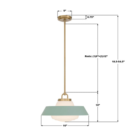 Crystorama Xander 16'' Vibrant Gold + Green Pendant
