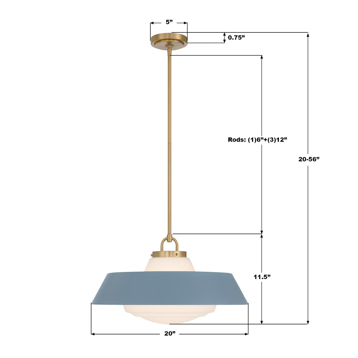 Crystorama Xander 20'' Vibrant Gold + Blue Pendant