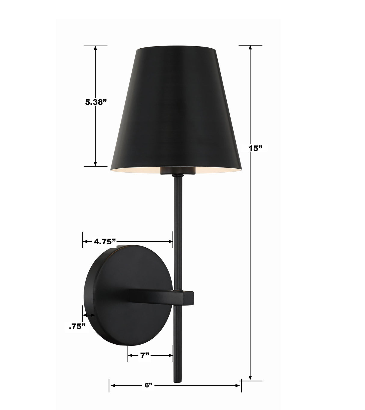 Crystorama Xavier 6'' Matte Black Sconce