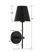 Crystorama Xavier 6'' Matte Black Sconce