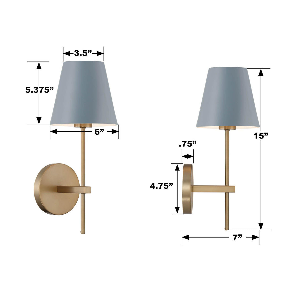 Crystorama Xavier 6'' Vibrant Gold + Blue Sconce