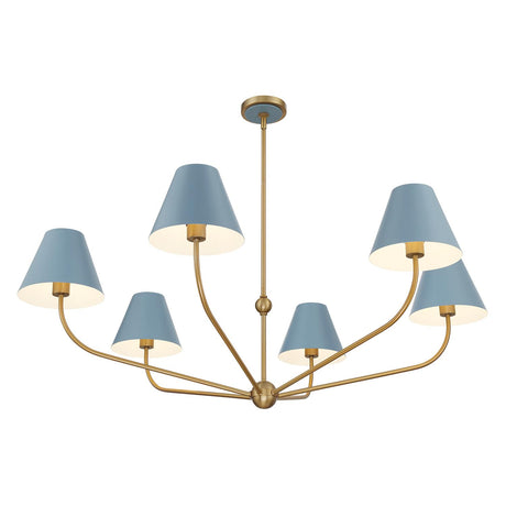 Crystorama Xavier 48'' Vibrant Gold + Blue Chandelier